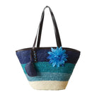 Knitted Straw bag Summer flower Bohemia women handbags stripes shoulder bags beach