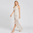 Evening dress zipper up neck sleeveless wedding party formal dress evening dresses