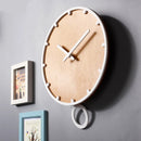 Swing Big Wall Clock Modern Design Frameless Living Room Craft Set Time Wooden White 12-14 Inch