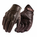 Pair of brown leather gloves on a white background, Obroi