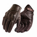 Pair of brown leather gloves on a white background, Obroi