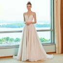 scoop neck wedding dress a line long sleeves appliques sequins lace floor length bridal outdoor church wedding dresses