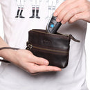 Genuine Leather Men Key Wallet Zipper Pouch Holder