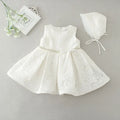Newborn Baby Girl Dress with Cap Super Bow Diamond Belt Christening Gowns