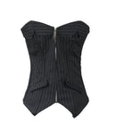 Black Striped Overbust Corset Office Lady Corset Bustier Strapless Tops