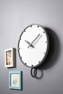 Swing Big Wall Clock Modern Design Frameless Living Room Craft Set Time Wooden White 12-14 Inch