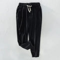 Ankle-length pants men linen and cotton loose white trousers men elastic waist pants men