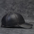 Winter Male Genuine Leather Baseball Caps Outdoor Hockey Golf Fishing Black/Brown Trucker Hat For Man