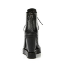 Women ankle boots in genuine leather round toe  party shoes with wedges high heels