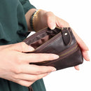 Genuine Leather Men Key Wallet Zipper Pouch Holder