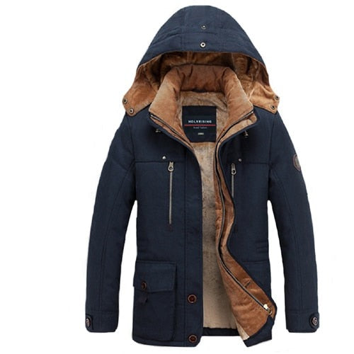 Men Winter Jackets Thicken Parka Hooded Keep Warm Coats Zipper Cotton Overcoats Stylish Clothes