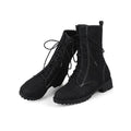 Pair of black lace-up boots on a white background, Obroi