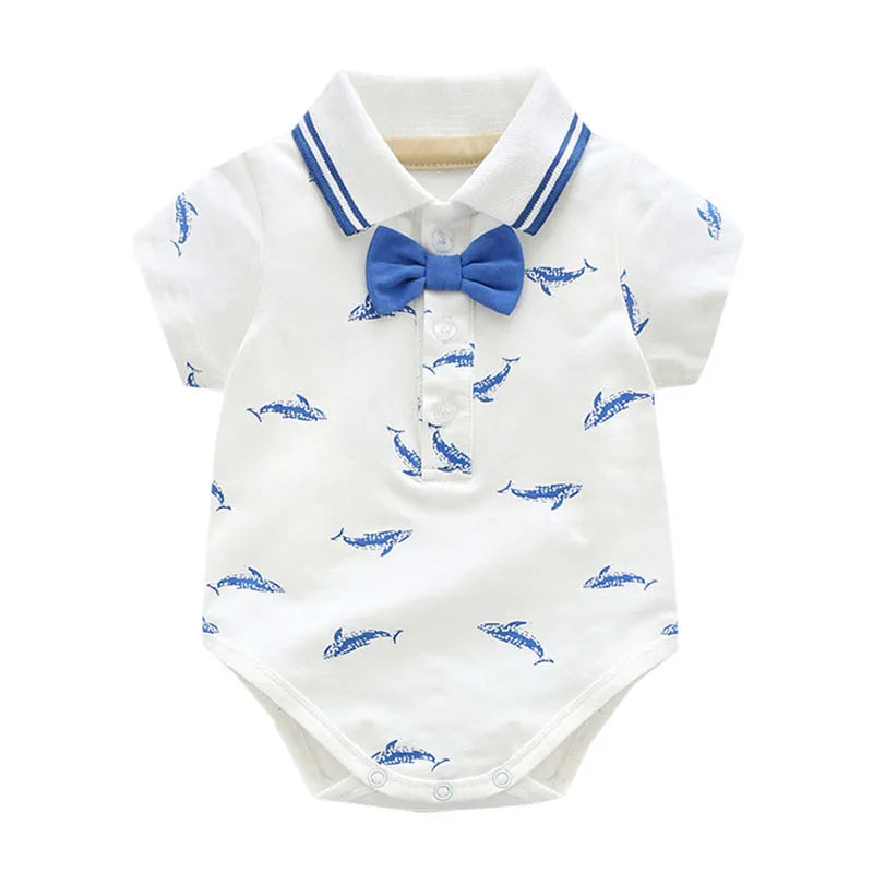 Summer Newborn Baby Boy Romper Clothes set Little Shark Overalls Blue Shorts Outfits Clothes Baby Clothing Set