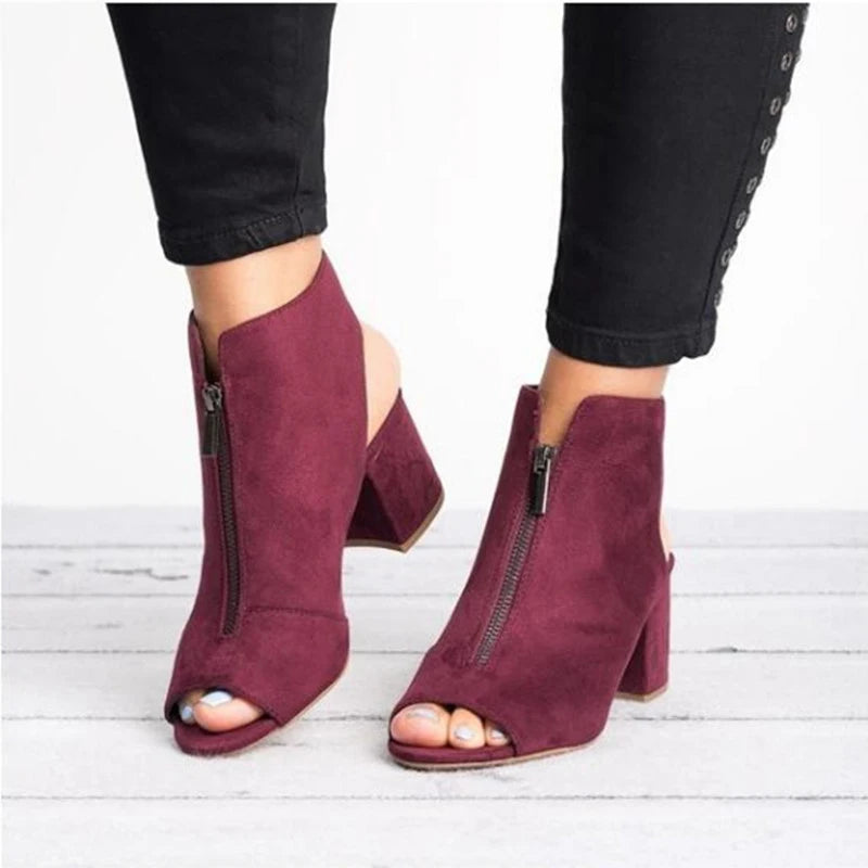 Summer Shoes Women Sandals Dress Shoes Casual Rome Peep Toe Med Heels Heel Shoes Sandals