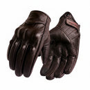 Motorcycle Gloves Men Touch Screen Brown Leather Electric Bike Glove Cycling Full Finger Motorbike Moto Bike Motocross