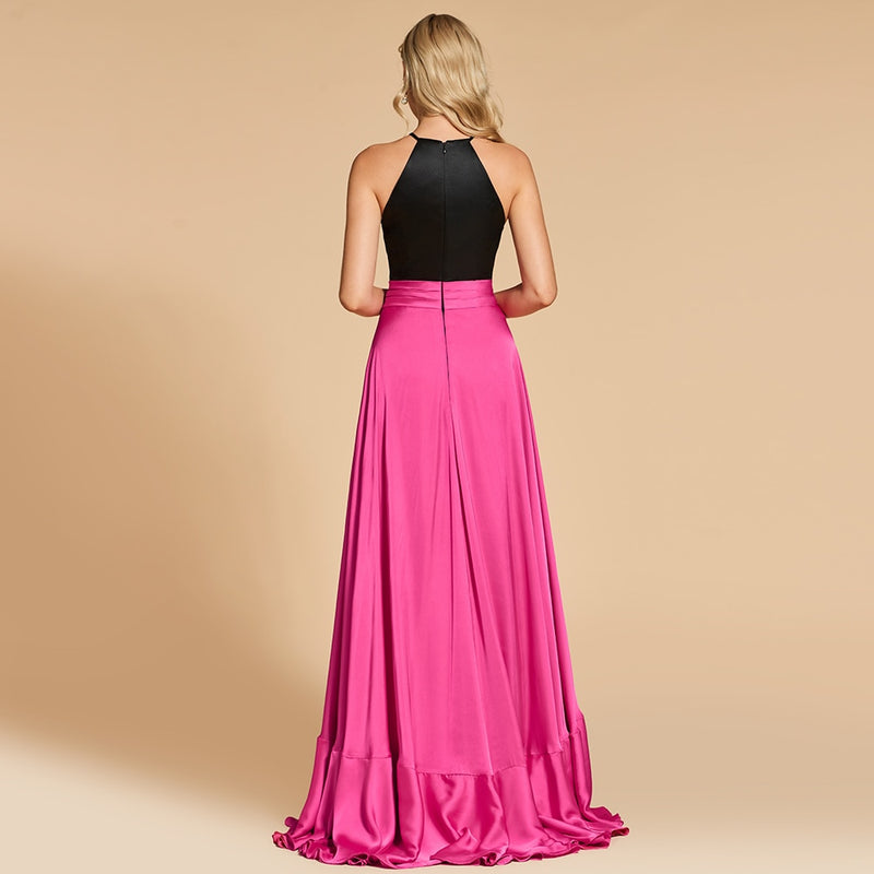 Dress evening dress scoop neck a line elegant sleeveless floor-length ruffles wedding party formal dress evening dresses