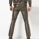 Men Leather Pant Biker Pants Motorcycle Punk Rock Pants man classic pocket leather pants leather trousers