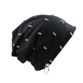 Black beanie with silver studs on a white background, Obroi