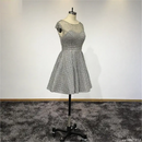 Crystals Full Beading Party Dresses Grey Knee-Length Skirt Scoop Neck Short Cocktail Dresses