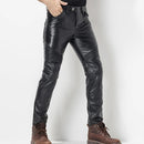 Men's Leather Pant  Leather Skinny Biker Pants Motorcycle Punk Rock Pants Slick Smooth Shiny Leather Trousers Tight