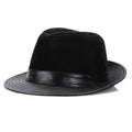Men Genuine Leather Hat Male Genuine Leather Fedoras Cap Wide Brim Panama Leather