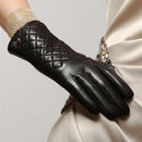 Women Gloves Autumn Winter Plus Warm Velvet Genuine Leather Elegant Lady Glove