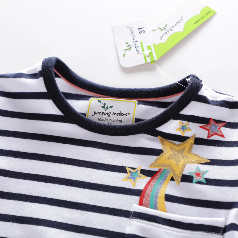 Cute Boys t shirt Regular Black white striped kids Sports Tops Pentagram for boys Girl Short Sleeve T-shirt