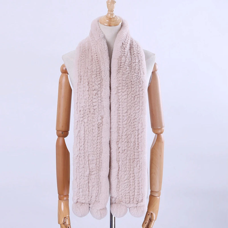 Fur Knitted Women's Winter Warm Scarf Scarves Wraps Neck Warmer Fur Mufflers