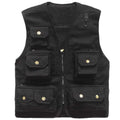 Black vest with multiple pockets on a white background, Obroi