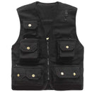 Black vest with multiple pockets on a white background, Obroi