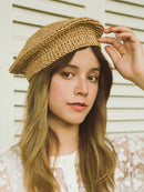 simple Raffia Sun Hat Straw Women Summer Casual Elegant Ladies Beret Hat