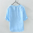 Breathable Summer Linen shirts Men Round Collar Male Causal Basic Tops Tees
