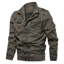 Vintage Classic Denim Jacket Autumn Winter Stand Collar Washed Army Military Tactical Bomber Jackets
