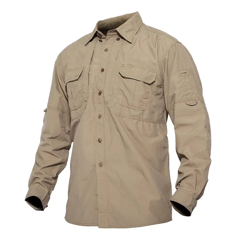 Men's Tactical Shirts Summer Lightweight Quick Drying Shirts Army Military Shirts Long Sleeve Outdoor Work Cargo Shirts