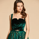 Evening Dress Elegant Spaghetti Strap Beading Zipper Up Wedding Party Formal Dress Lace Evening Dresses Robes