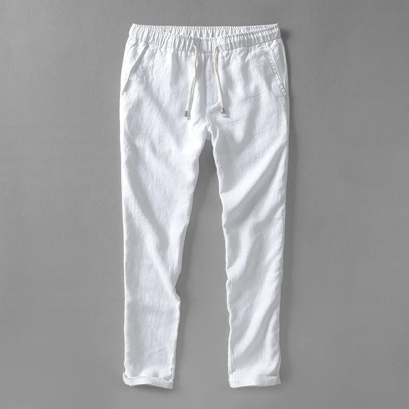 Men linen trousers men long elastic loose pants men