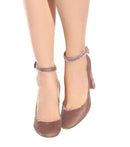 Women Mary Janes Velvet Pumps Ladies Buckle Pumps Ladies Party Dress