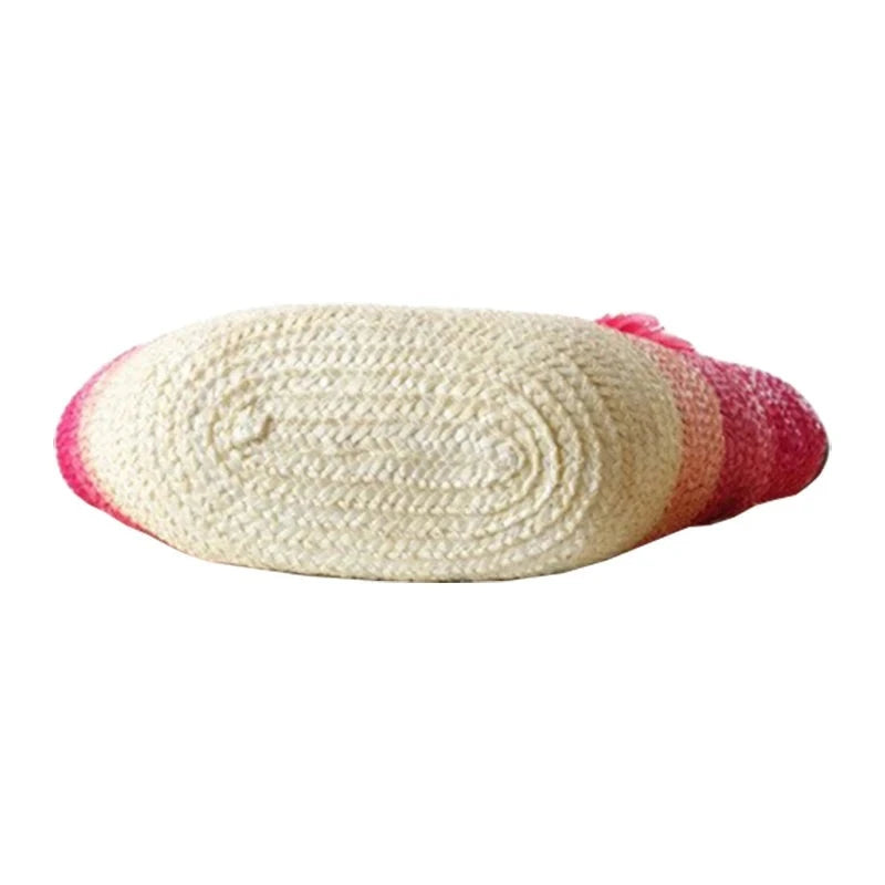 Knitted Straw bag Summer flower Bohemia women handbags stripes shoulder bags beach