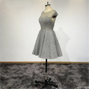 Crystals Full Beading Party Dresses Grey Knee-Length Skirt Scoop Neck Short Cocktail Dresses