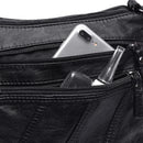 Women Soft Bag Leather Shoulder Bag Black Washed Leather Crossbody Bag Ladies Purse Handbag Small Bag