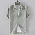 Linen shirt men summer flax men shirt turn-down collar solid pink shirts male