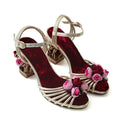 Flower golden women sandals birdcage strange heels ankle strap buckle ladies sandal woman shoes