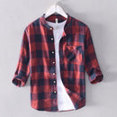 Men Linen Shirts Plaid Casual Shirt Men Shirts Male Tops Cloth