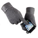 Men's Black Winter Warm Gloves For Wool Leather Wrist Soft Cashmere Touch Screen Gloves