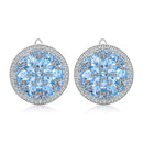 Natural Blue Classic Gemstone Round Stud Earrings 925 Sterling Silver Earrings For Women Fine Jewelry