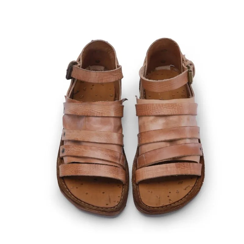 Handmade Genuine Leather Men Gladiator Sandals Summer Shoes Flats Beach Slipper Strap Sandals