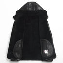 Winter Original Fur Coat with Men Leather Jacket Coat Hooded