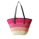Knitted Straw bag Summer flower Bohemia women handbags stripes shoulder bags beach