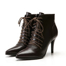 Women Winter Boots leather ankle boots woman ladies shoes High heels