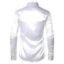 Men's Shirt and Tie White Silk Satin Dress Male Wedding Party